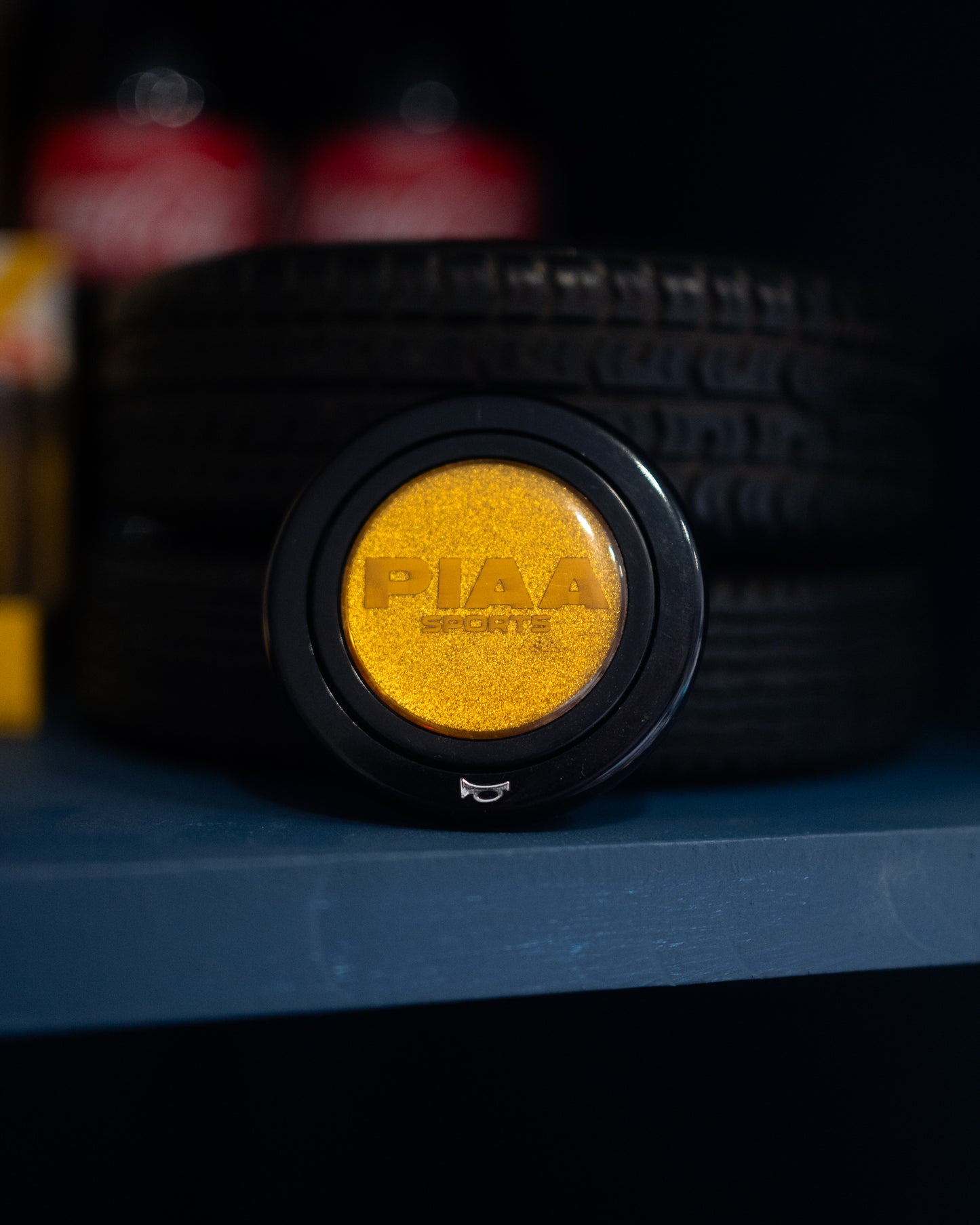 PIAA Black/Gold Horn Button