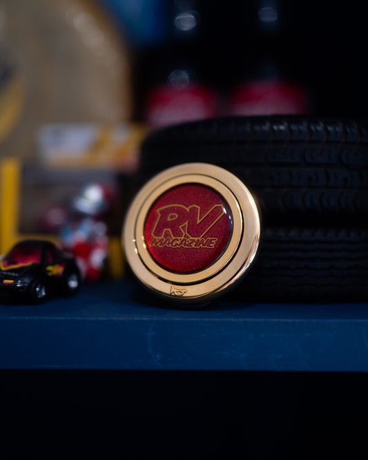 RV Magazine Gold/Red Horn Button