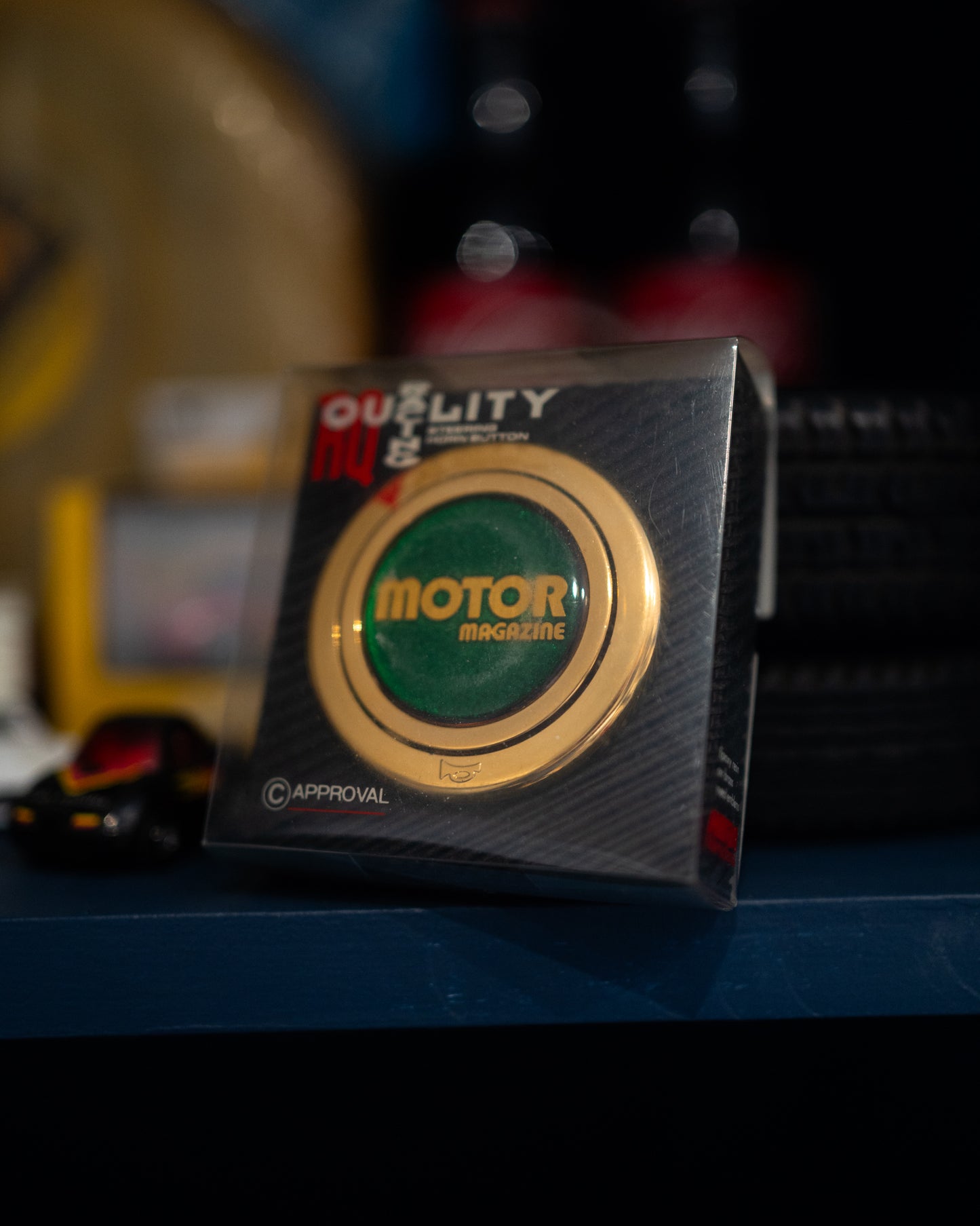 Motor Magazine Gold/Green Horn Button