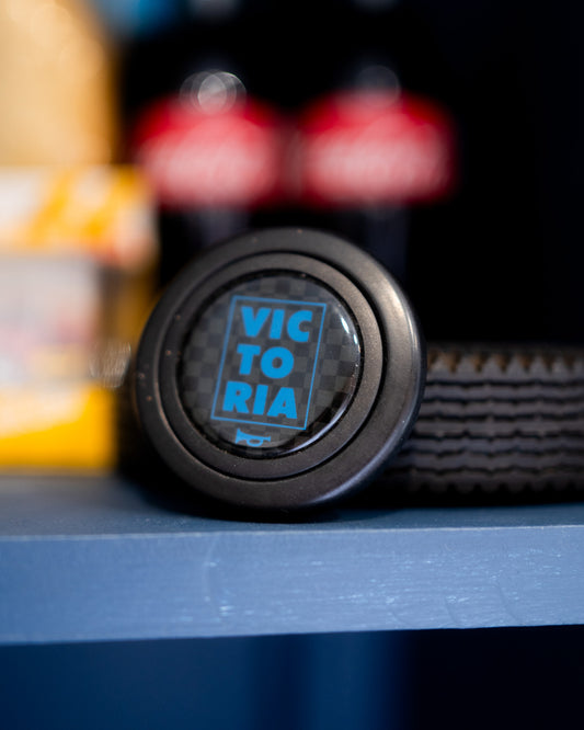 Victoria Blue/Black Horn Button