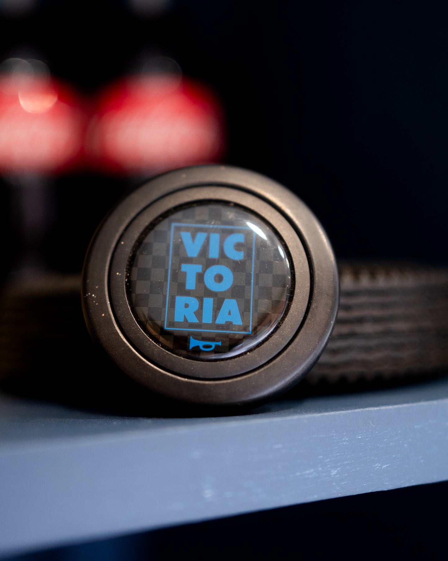 Victoria Blue/Black Horn Button